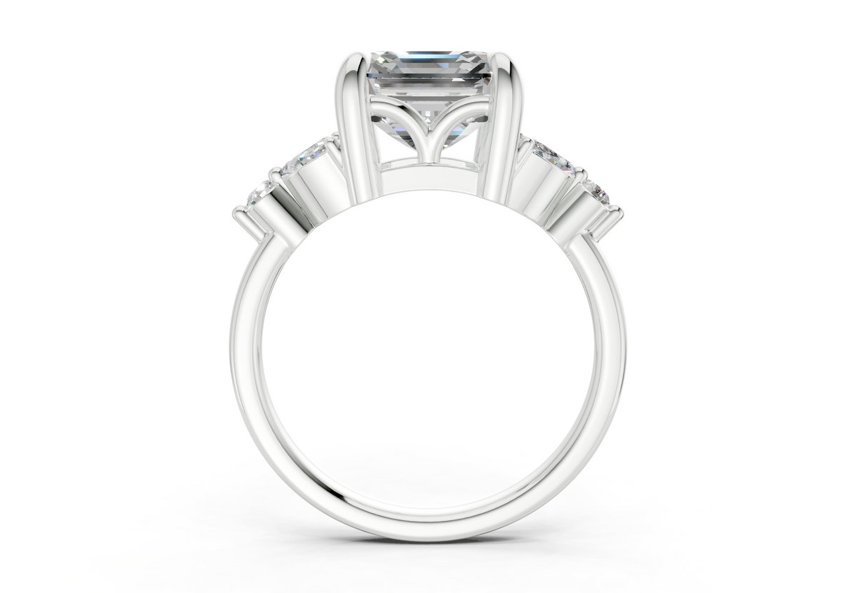 Elysium Diamond Accent Asscher Cut 1.9mm Engagement Ring