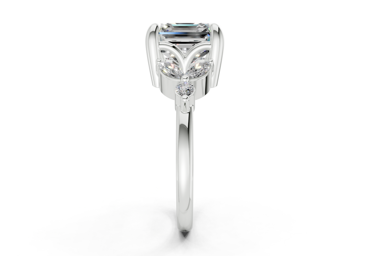 Elysium Diamond Accent Asscher Cut 1.9mm Engagement Ring