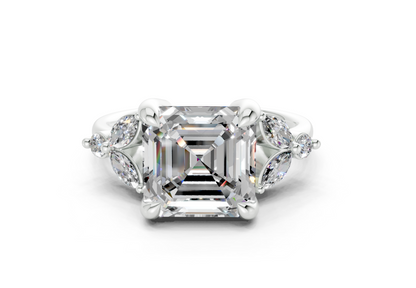 Elysium Diamond Accent Asscher Cut 1.9mm Engagement Ring
