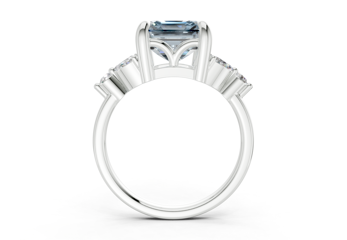 Elysium Blue Diamond Accent Asscher Cut 1.9mm Engagement Ring