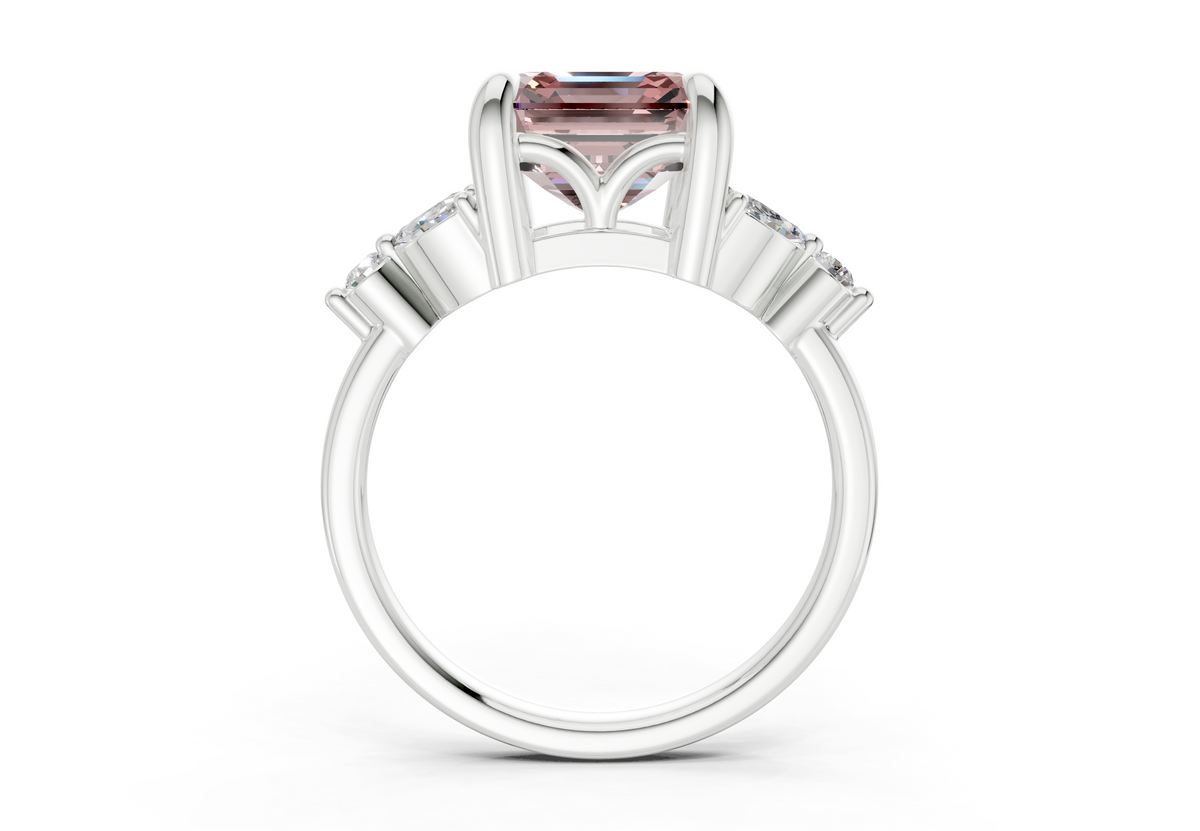 Elysium Pink Diamond Accent Asscher Cut 1.9mm Engagement Ring