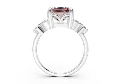 Elysium Pink Diamond Accent Asscher Cut 1.9mm Engagement Ring