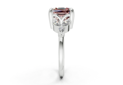 Elysium Pink Diamond Accent Asscher Cut 1.9mm Engagement Ring
