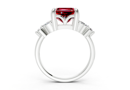 Elysium Ruby Gemstone Accent Asscher Cut 1.9mm Engagement Ring