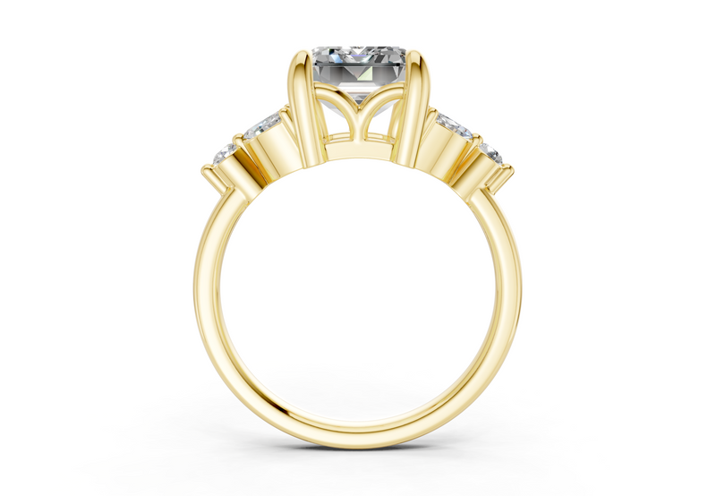Elysium Diamond Accent Emerald Cut 1.9mm Engagement Ring