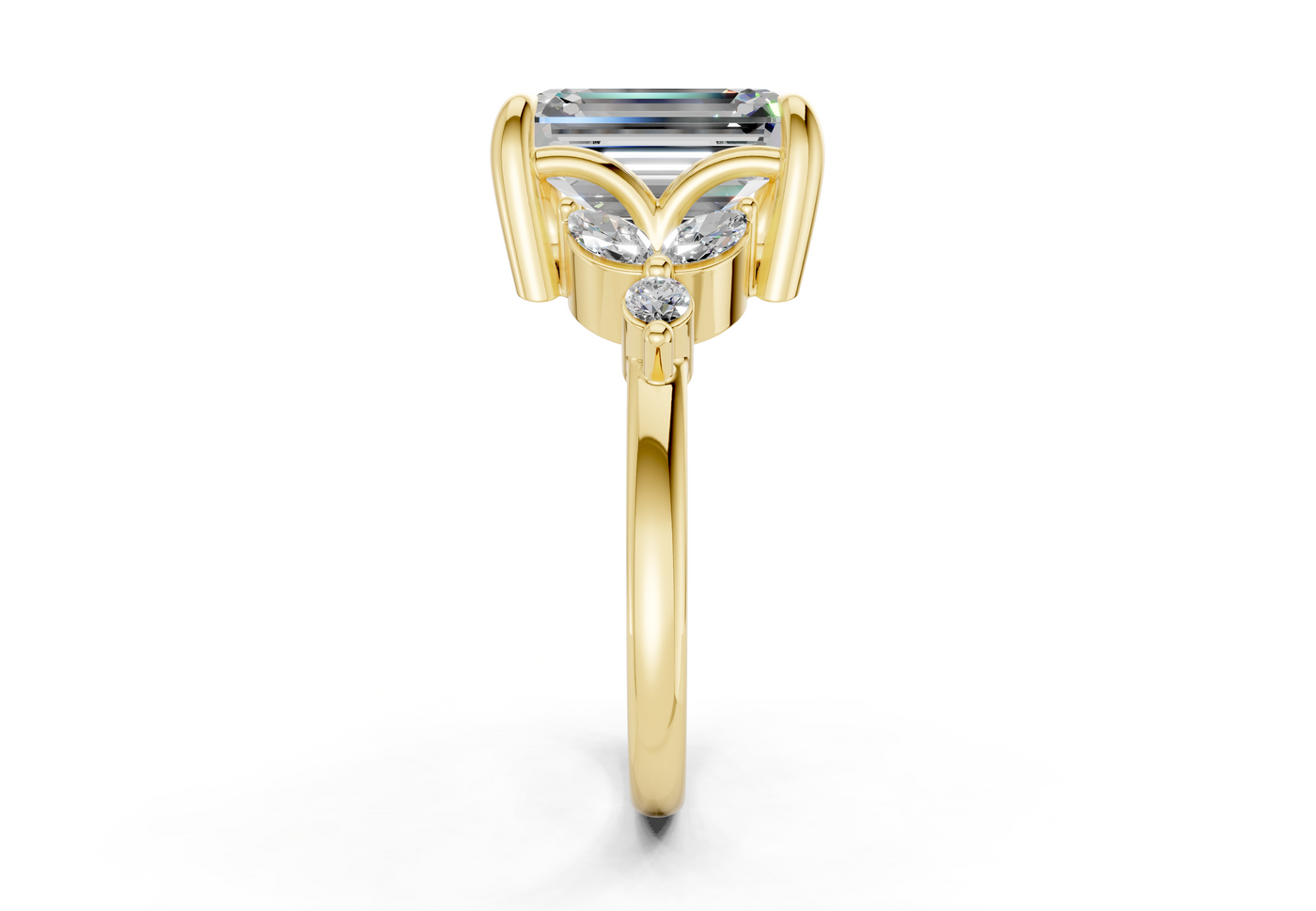 Elysium Diamond Accent Emerald Cut 1.9mm Engagement Ring