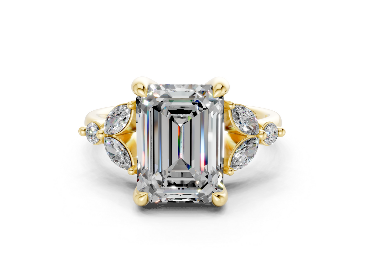 Elysium Diamond Accent Emerald Cut 1.9mm Engagement Ring