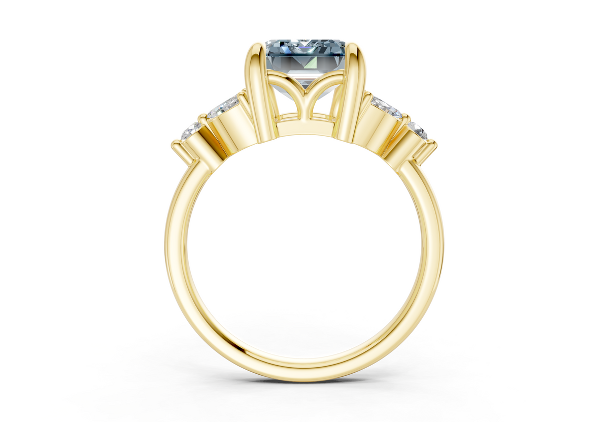 Elysium Blue Diamond Accent Emerald Cut 1.9mm Engagement Ring