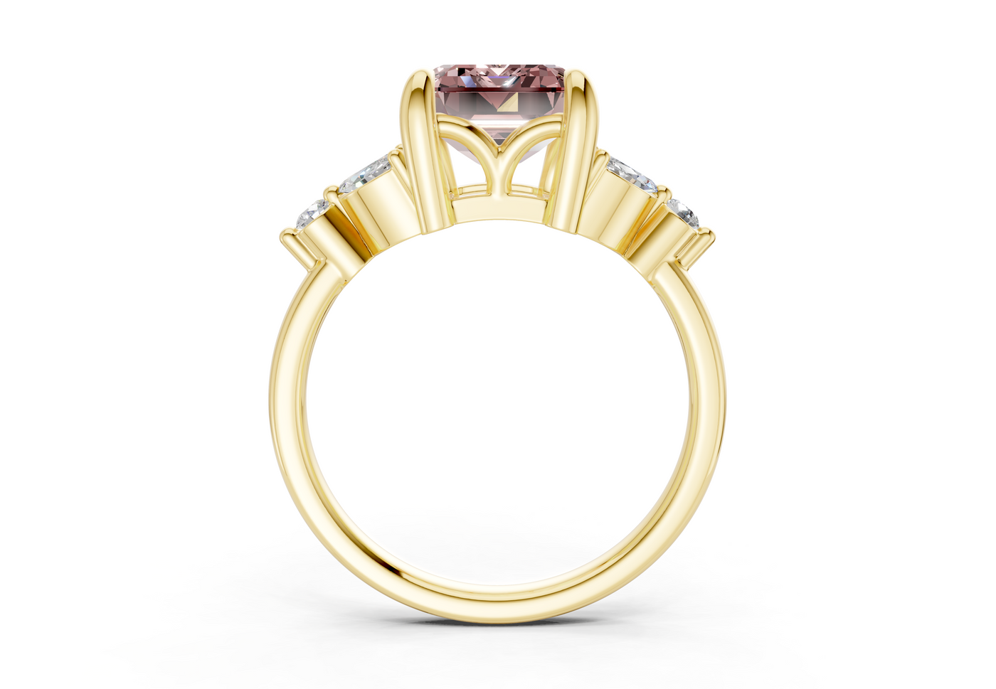 Elysium Pink Diamond Accent Emerald Cut 1.9mm Engagement Ring