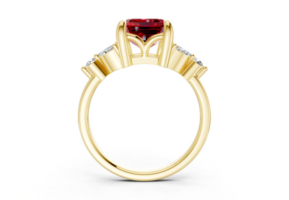 Elysium Ruby Gemstone Accent Emerald Cut 1.9mm Engagement Ring