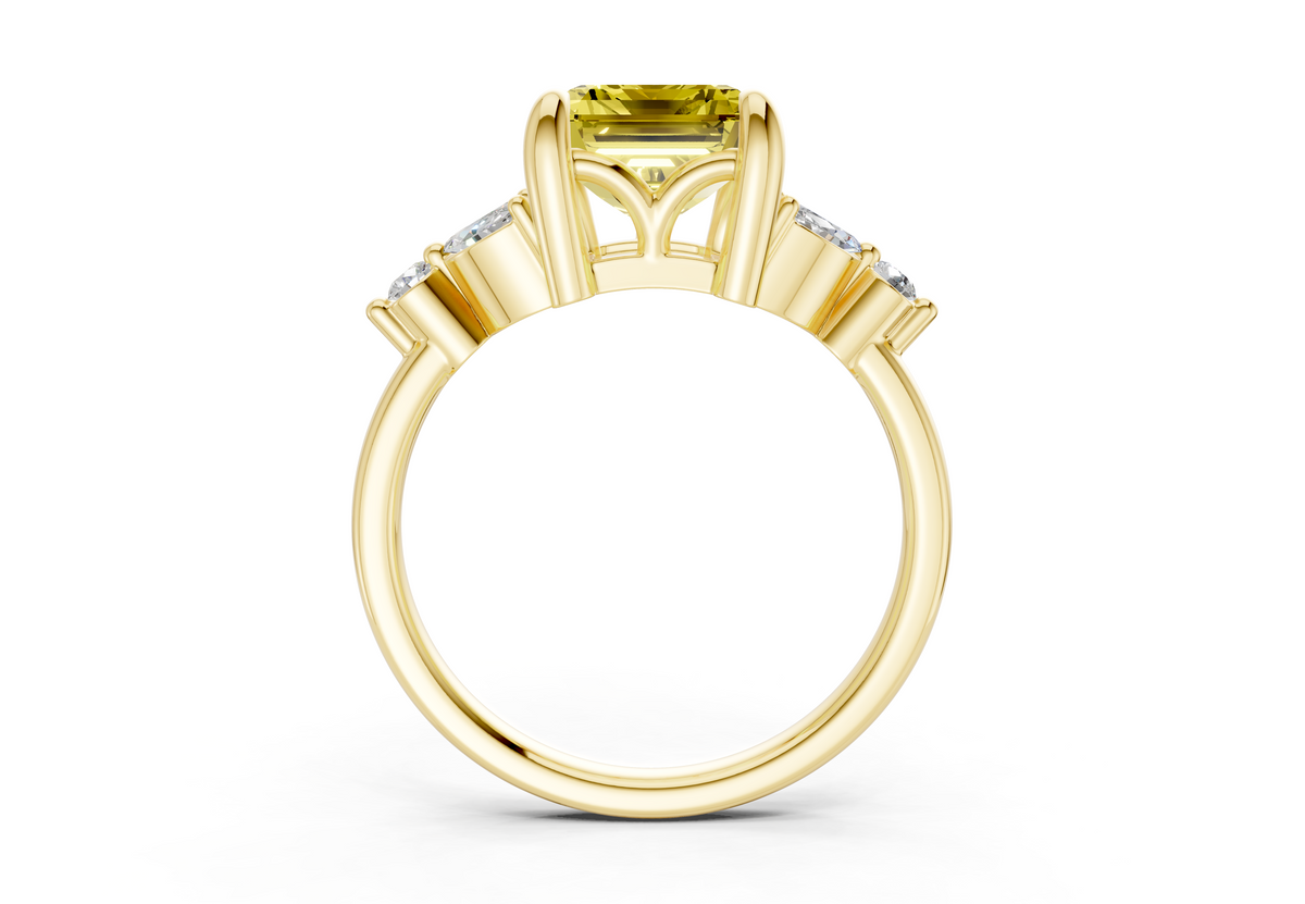 Elysium Yellow Diamond Accent Emerald Cut 1.9mm Engagement Ring
