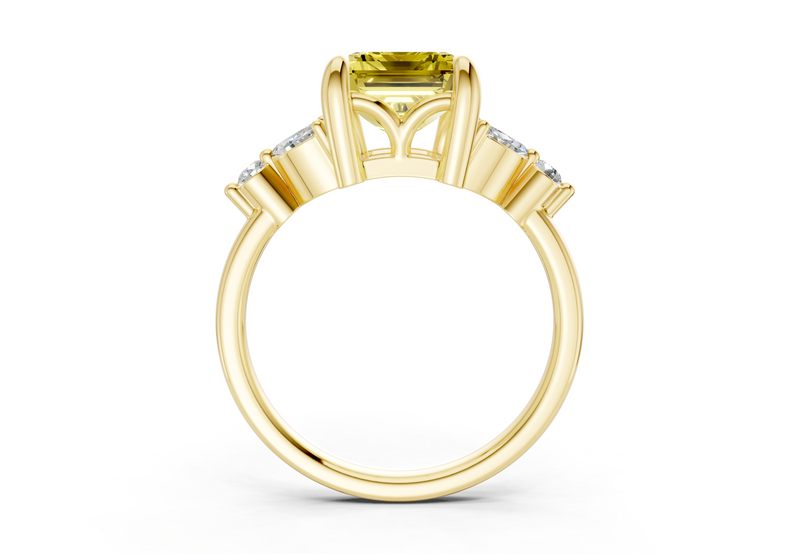 Elysium Yellow Diamond Accent Emerald Cut 1.9mm Engagement Ring