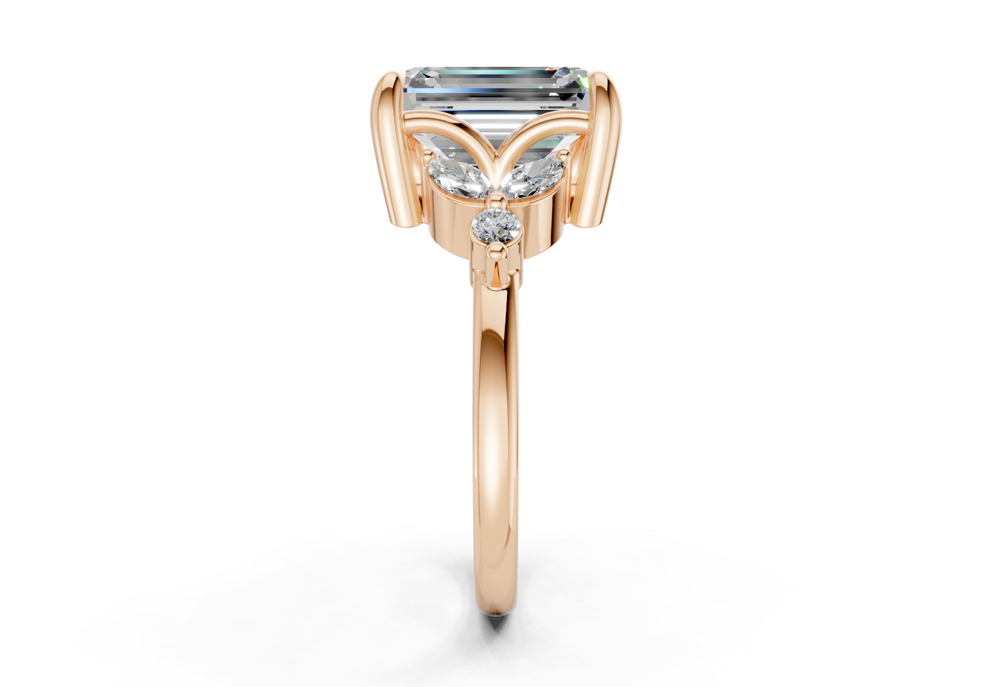 Elysium Diamond Accent Emerald Cut 1.9mm Engagement Ring