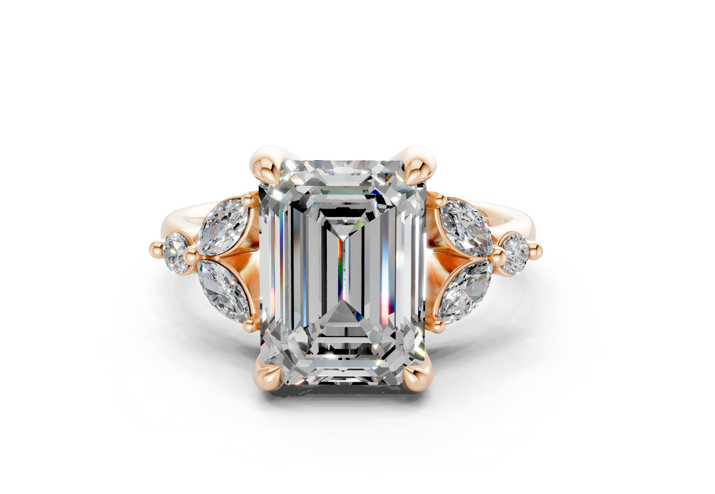 Elysium Diamond Accent Emerald Cut 1.9mm Engagement Ring
