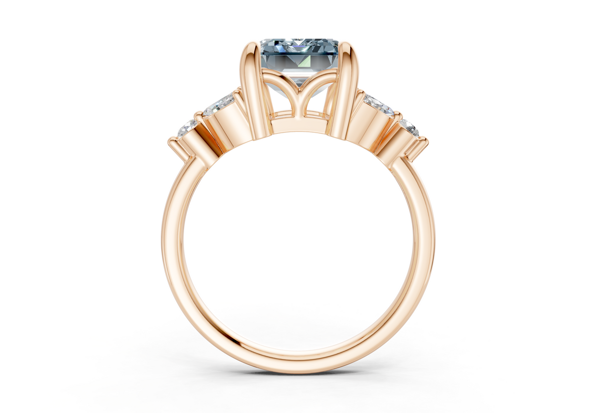 Elysium Blue Diamond Accent Emerald Cut 1.9mm Engagement Ring