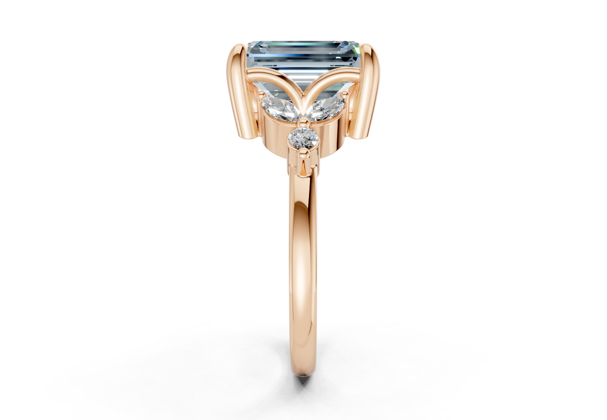 Elysium Blue Diamond Accent Emerald Cut 1.9mm Engagement Ring