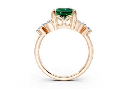 Elysium Emerald Gemstone Accent Emerald Cut 1.9mm Engagement Ring