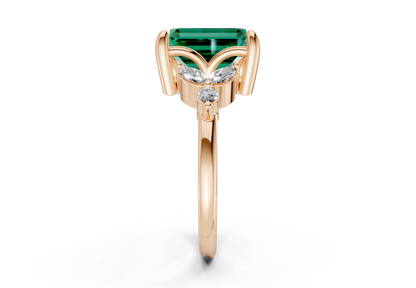Elysium Emerald Gemstone Accent Emerald Cut 1.9mm Engagement Ring