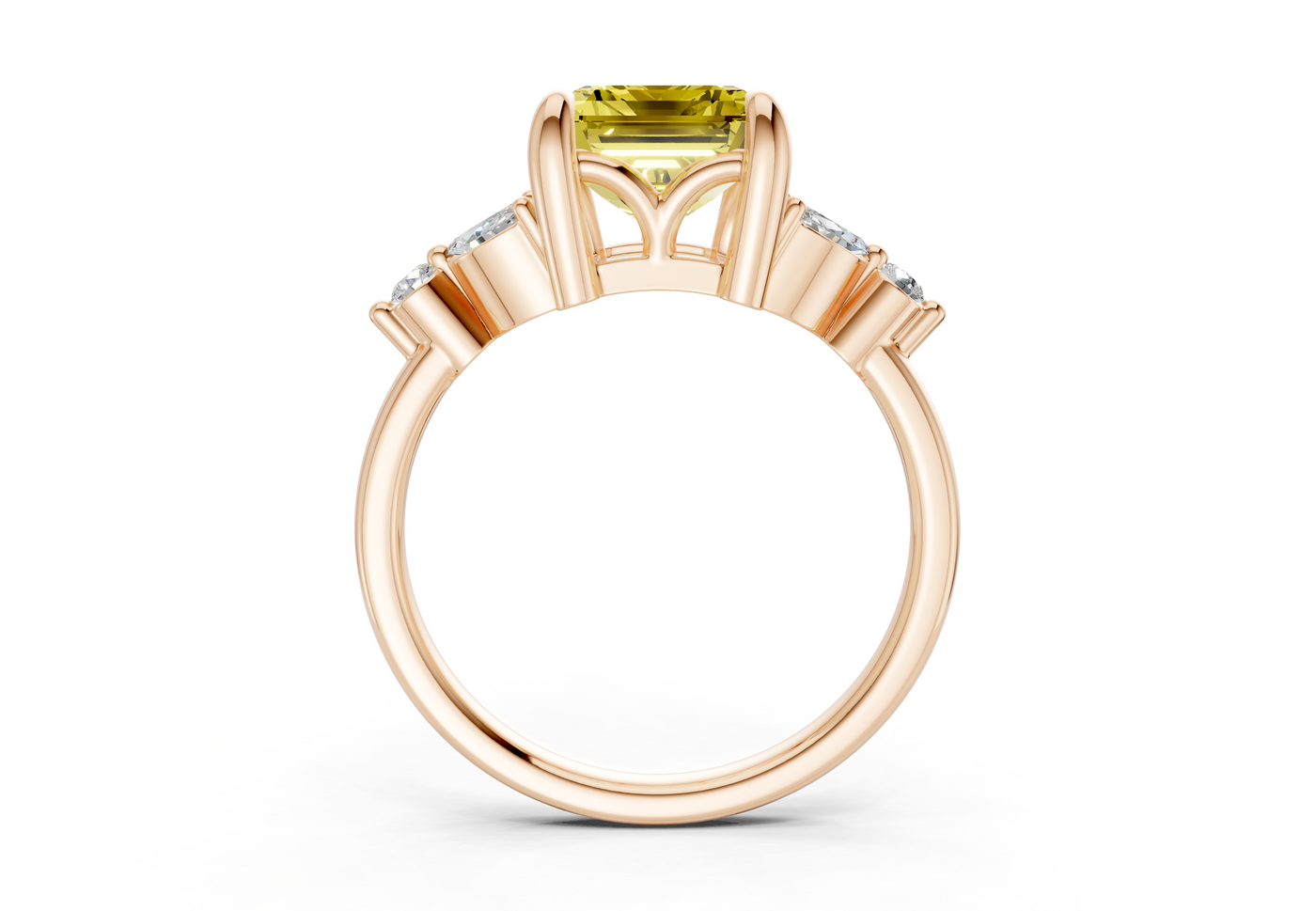 Elysium Yellow Diamond Accent Emerald Cut 1.9mm Engagement Ring