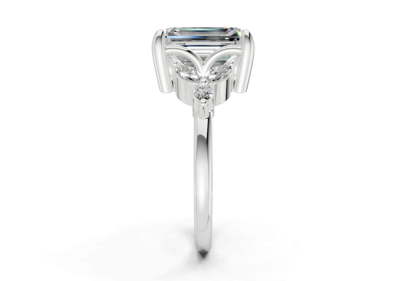 Elysium Diamond Accent Emerald Cut 1.9mm Engagement Ring