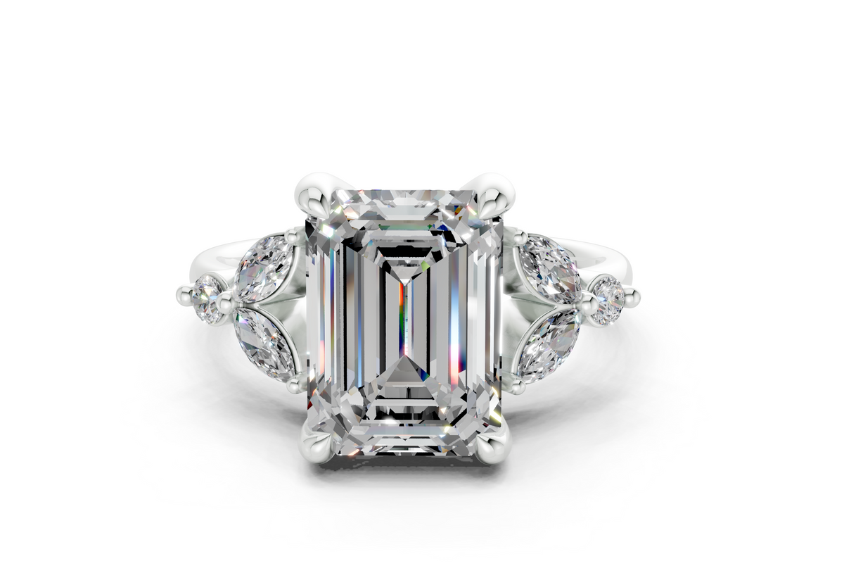 Elysium Diamond Accent Emerald Cut 1.9mm Engagement Ring