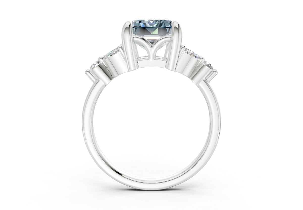 Elysium Blue Diamond Accent Emerald Cut 1.9mm Engagement Ring