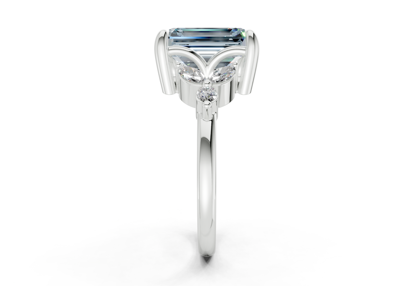 Elysium Blue Diamond Accent Emerald Cut 1.9mm Engagement Ring