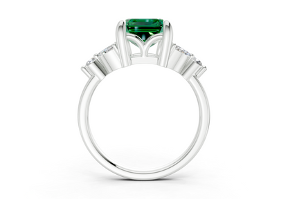 Elysium Emerald Gemstone Accent Emerald Cut 1.9mm Engagement Ring