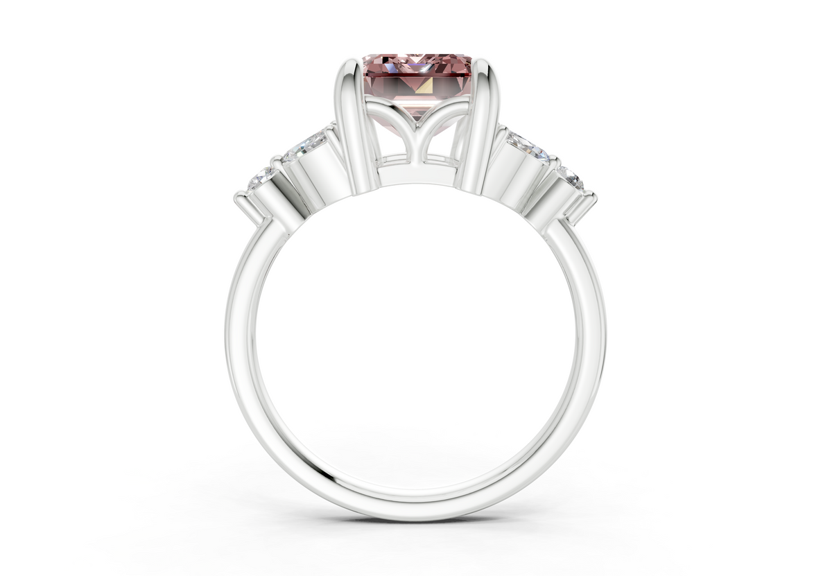 Elysium Pink Diamond Accent Emerald Cut 1.9mm Engagement Ring