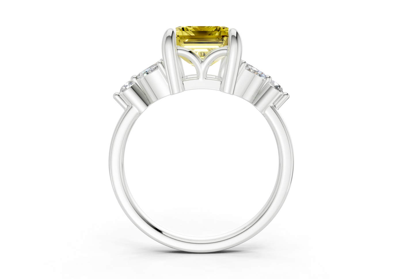 Elysium Yellow Diamond Accent Emerald Cut 1.9mm Engagement Ring