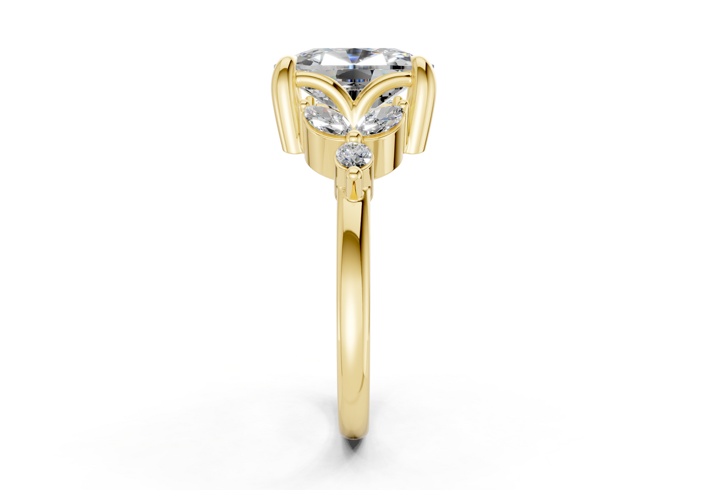 Elysium Diamond Accent Elongated Cushion Cut 1.9mm Engagement Ring