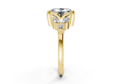 Elysium Diamond Accent Elongated Cushion Cut 1.9mm Engagement Ring
