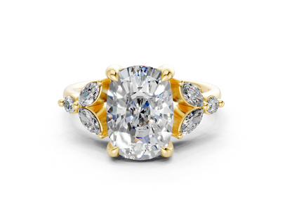 Elysium Diamond Accent Elongated Cushion Cut 1.9mm Engagement Ring