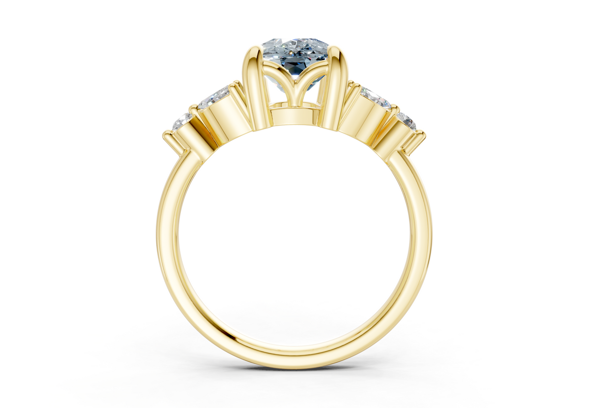Elysium Blue Diamond Accent Elongated Cushion Cut 1.9mm Engagement Ring