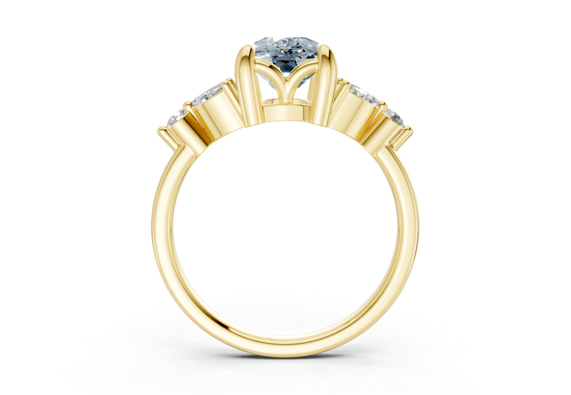 Elysium Blue Diamond Accent Elongated Cushion Cut 1.9mm Engagement Ring