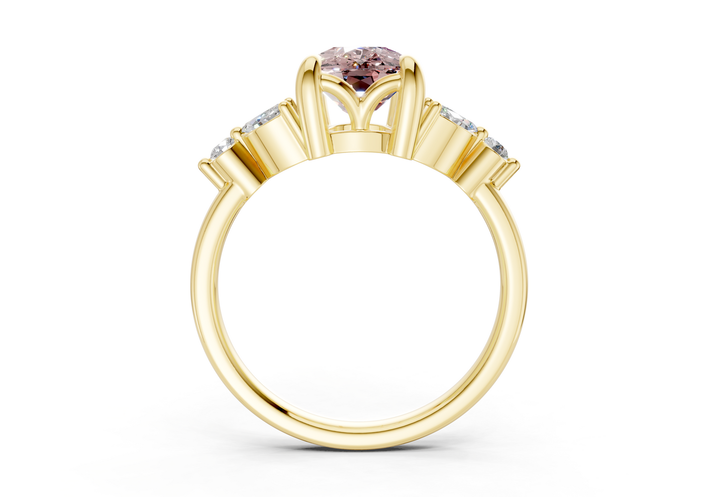 Elysium Pink Diamond Accent Elongated Cushion Cut 1.9mm Engagement Ring