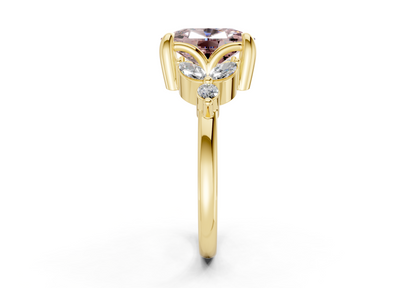 Elysium Pink Diamond Accent Elongated Cushion Cut 1.9mm Engagement Ring