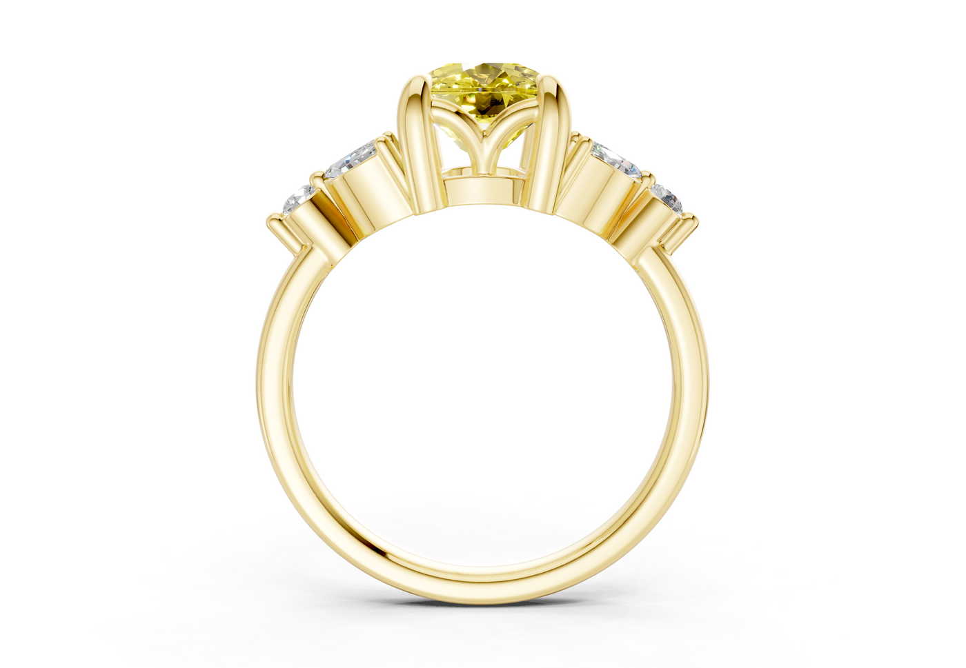 Elysium Yellow Diamond Accent Elongated Cushion Cut 1.9mm Engagement Ring