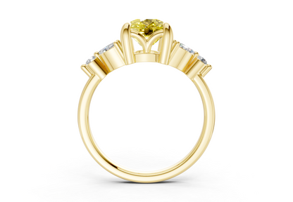 Elysium Yellow Diamond Accent Elongated Cushion Cut 1.9mm Engagement Ring