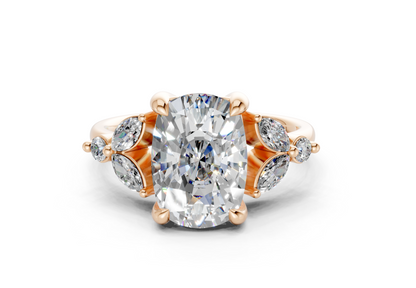 Elysium Diamond Accent Elongated Cushion Cut 1.9mm Engagement Ring