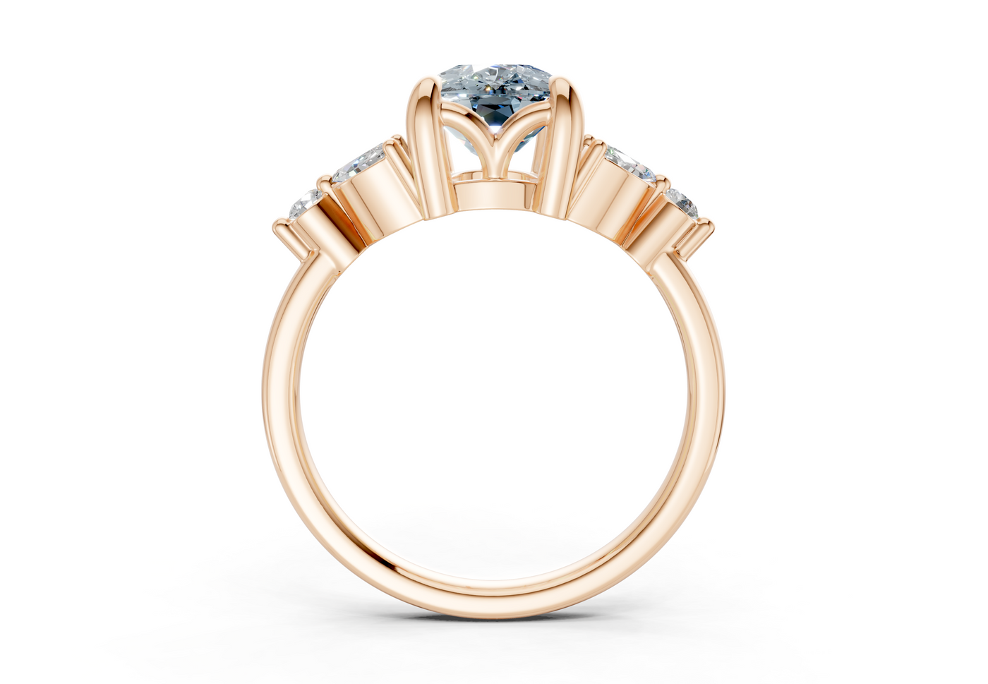 Elysium Blue Diamond Accent Elongated Cushion Cut 1.9mm Engagement Ring