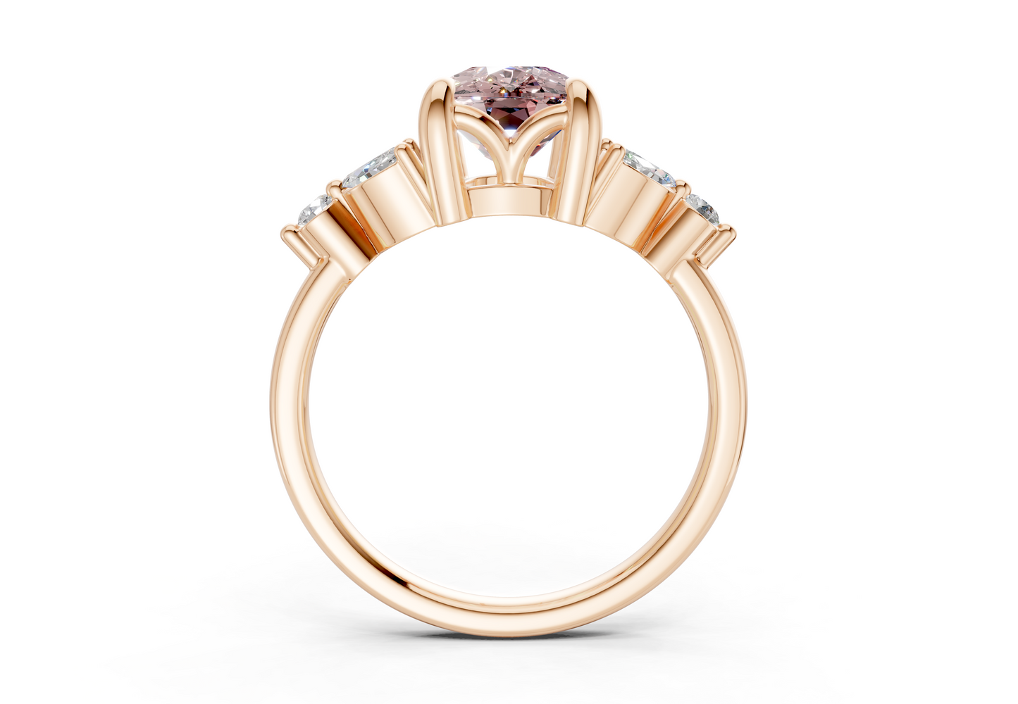 Elysium Pink Diamond Accent Elongated Cushion Cut 1.9mm Engagement Ring