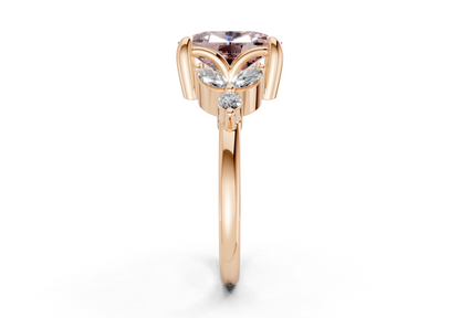 Elysium Pink Diamond Accent Elongated Cushion Cut 1.9mm Engagement Ring