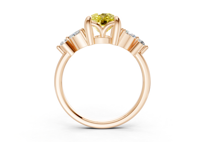 Elysium Yellow Diamond Accent Elongated Cushion Cut 1.9mm Engagement Ring
