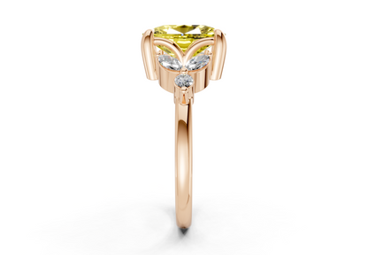 Elysium Yellow Diamond Accent Elongated Cushion Cut 1.9mm Engagement Ring