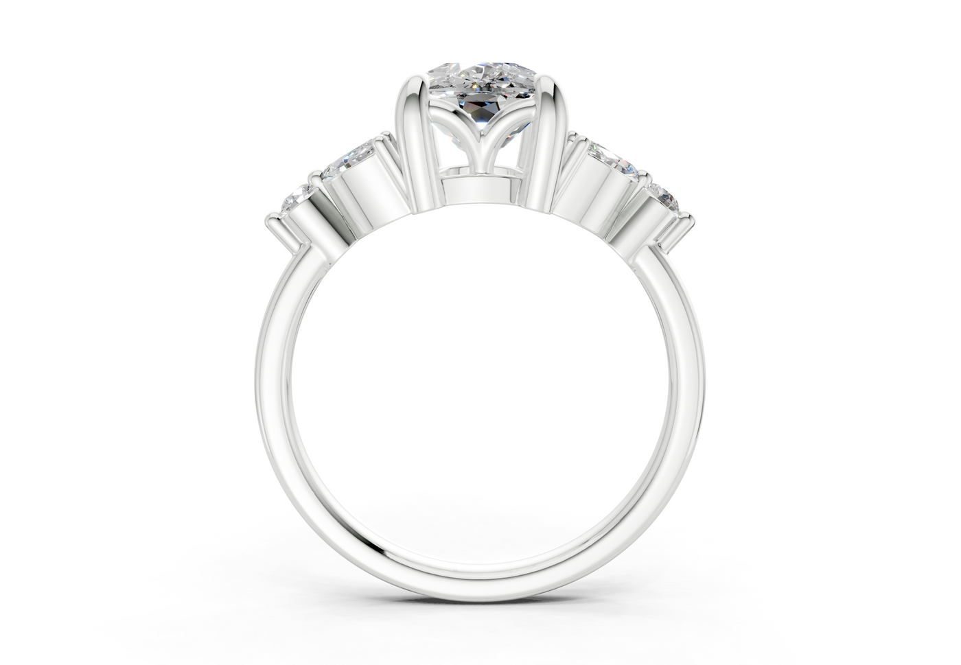 Elysium Diamond Accent Elongated Cushion Cut 1.9mm Engagement Ring