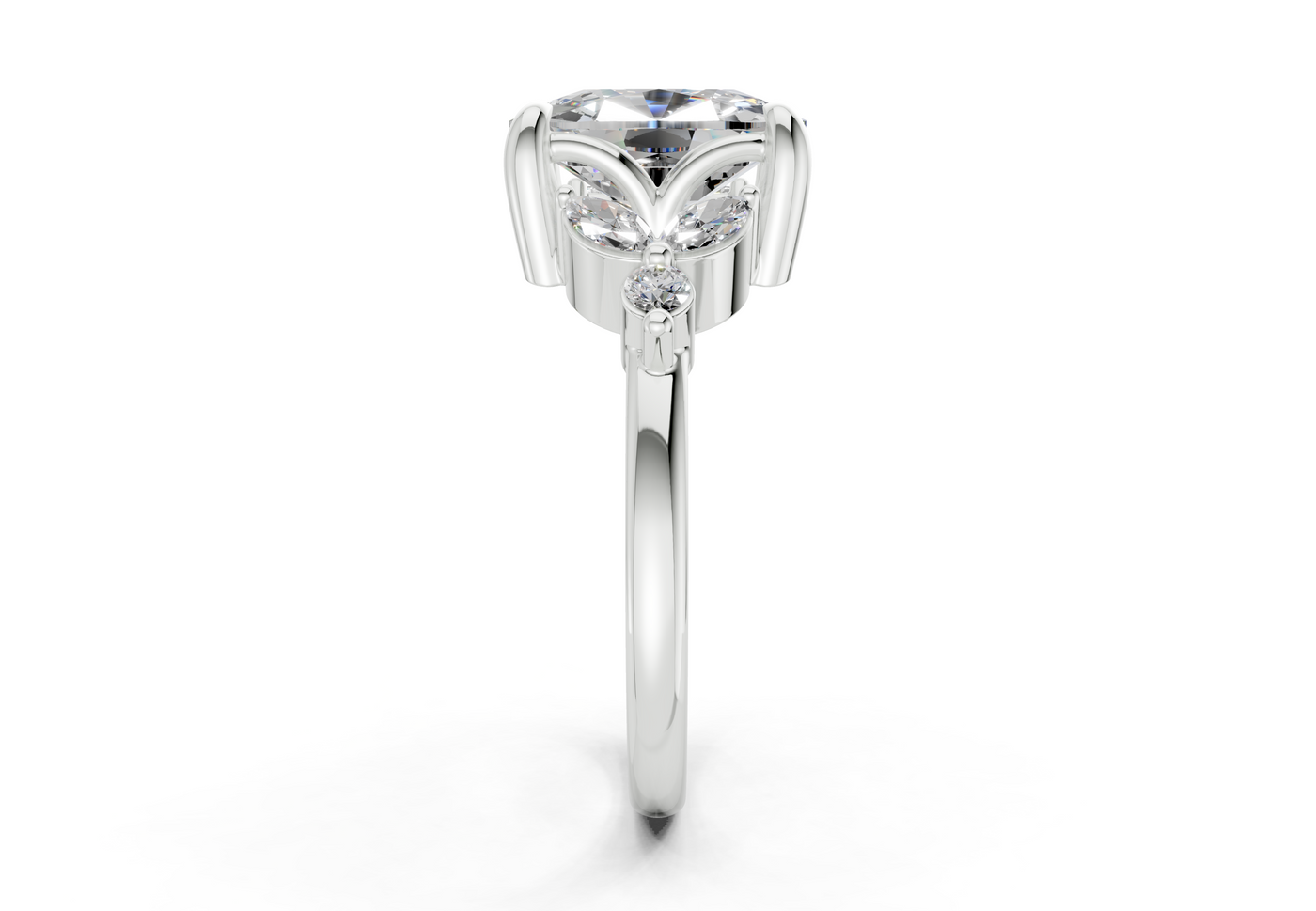 Elysium Diamond Accent Elongated Cushion Cut 1.9mm Engagement Ring