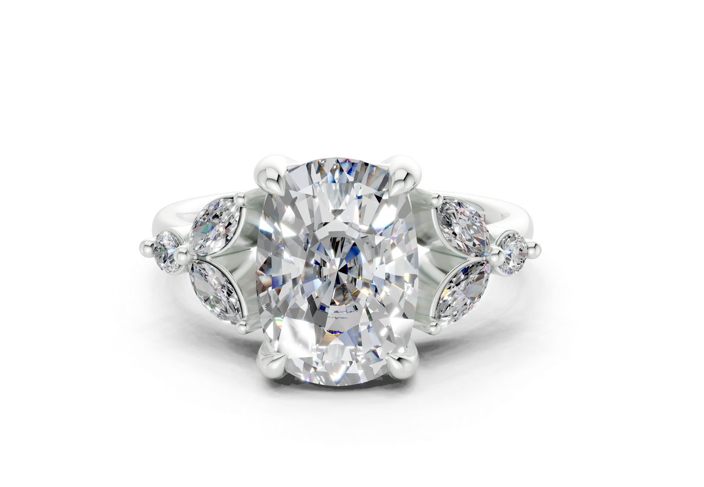 Elysium Diamond Accent Elongated Cushion Cut 1.9mm Engagement Ring