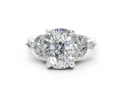 Elysium Diamond Accent Elongated Cushion Cut 1.9mm Engagement Ring