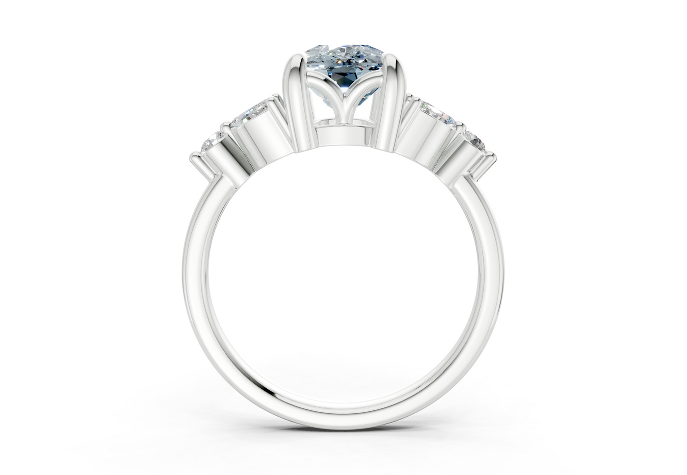 Elysium Blue Diamond Accent Elongated Cushion Cut 1.9mm Engagement Ring
